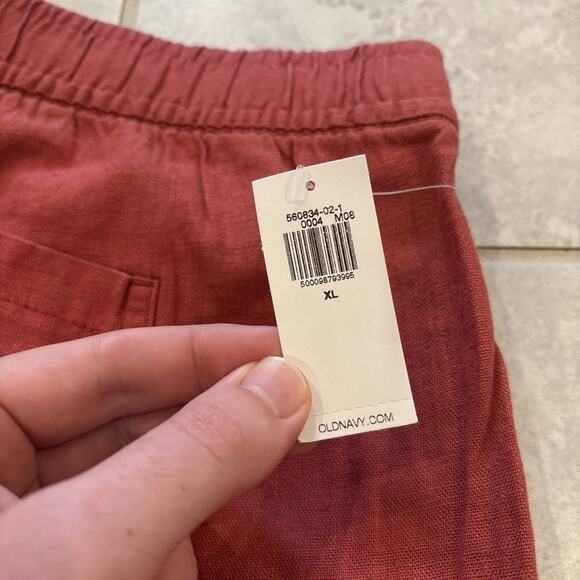 Old Navy Women's High Rise Wide Leg Linen Light Red Pull On Pants Sz XL Lounge - Picture 2 of 10